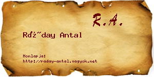 Ráday Antal névjegykártya