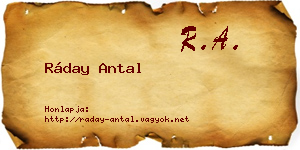 Ráday Antal névjegykártya
